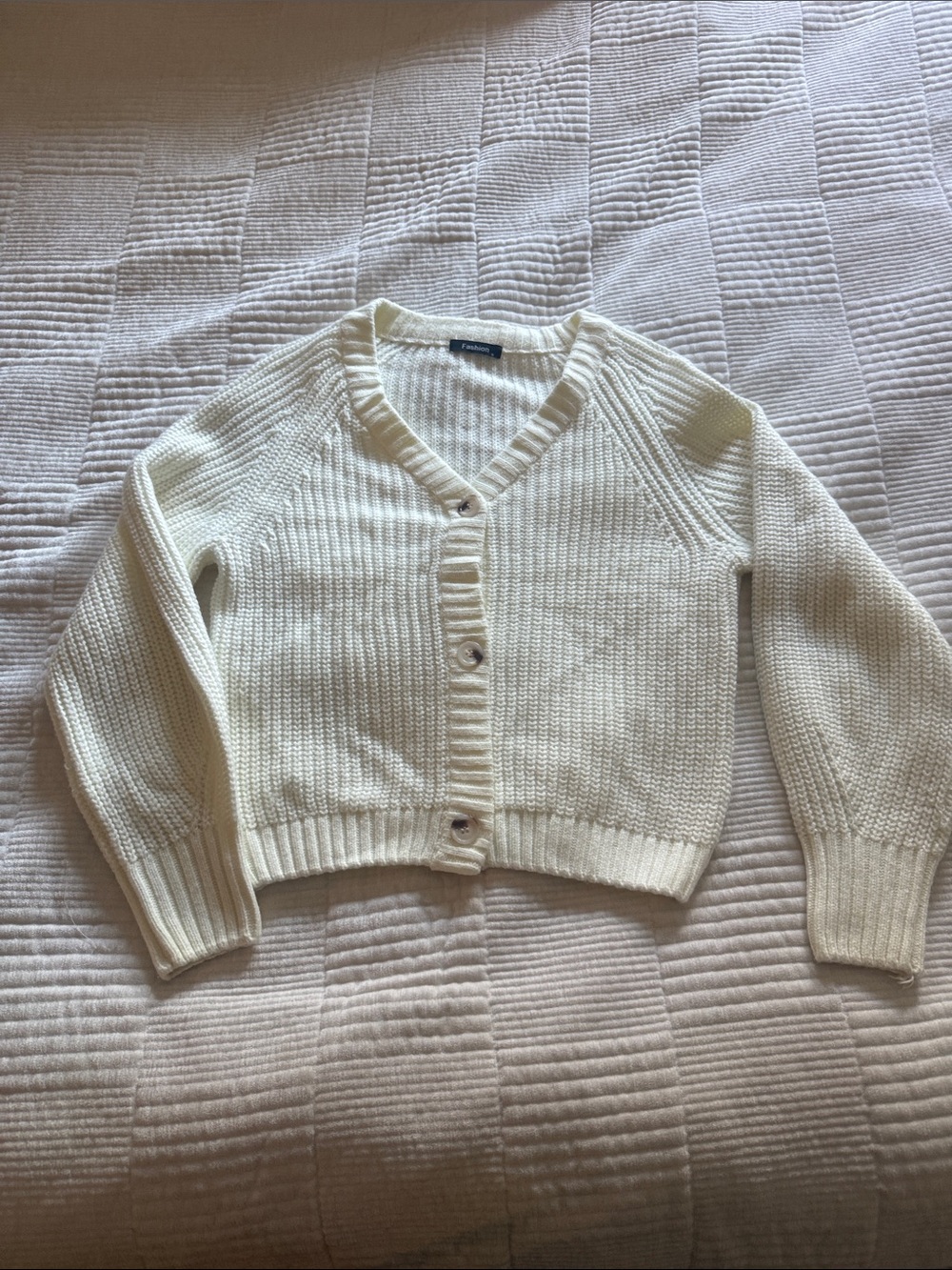 Cream Button-Front Women's Sweater Cardigan